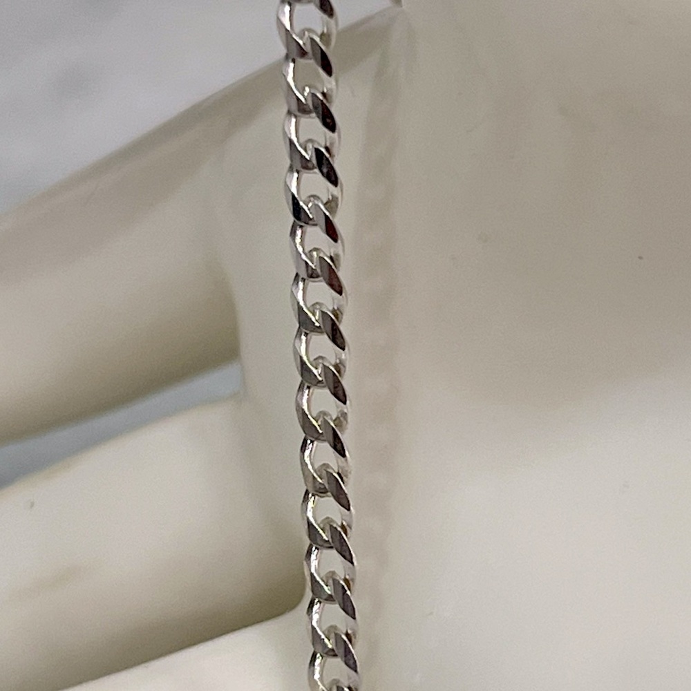 Sterling Silver 20” Italian Flat Curb Chain - Picture 3 of 9